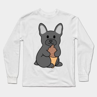 Black French Bulldog Ice Cream Chocolate Long Sleeve T-Shirt